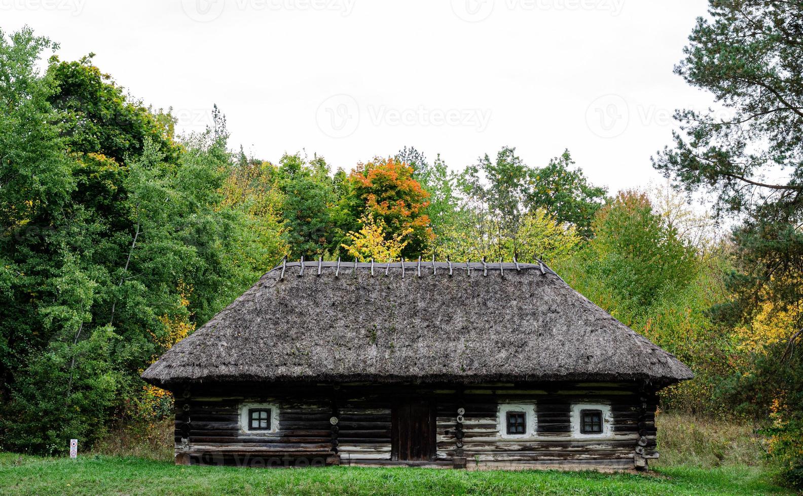 Old rural house with thatched roof photo