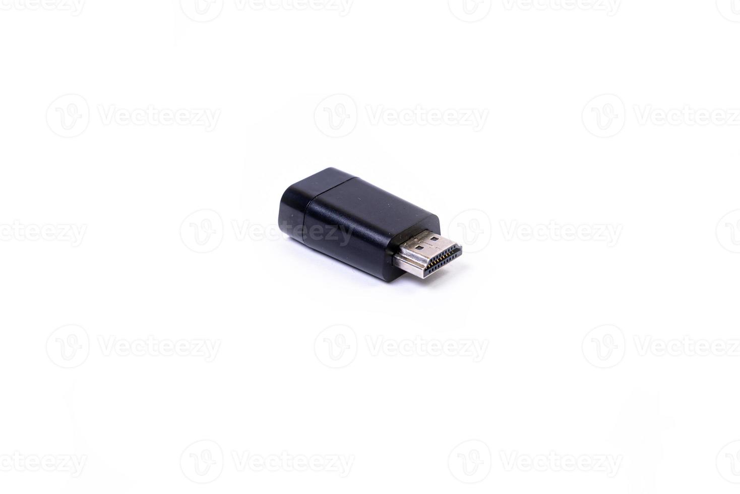 various converter cables adapters for computers and smartphones HDMI VGA USB DVI DP isolated on white photo