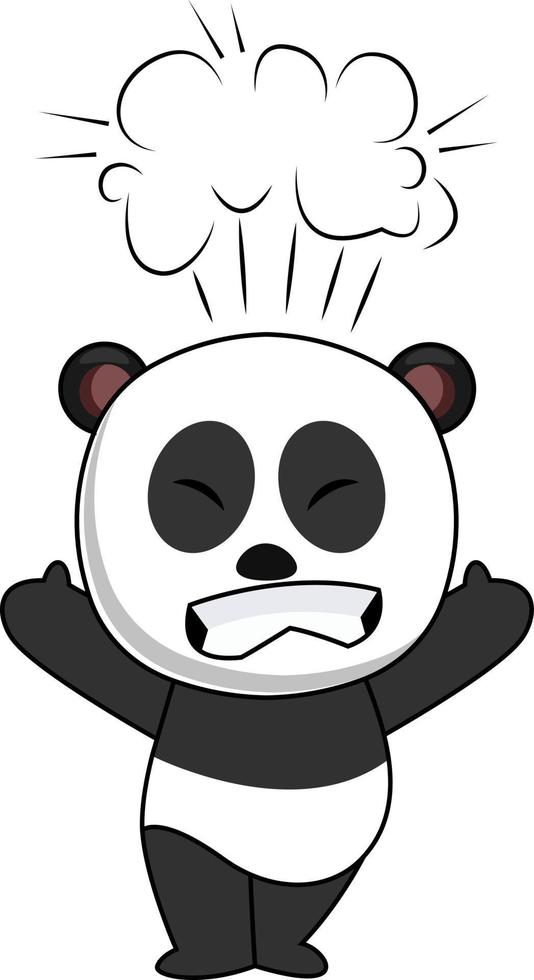 Pissed off panda, illustration, vector on white background.