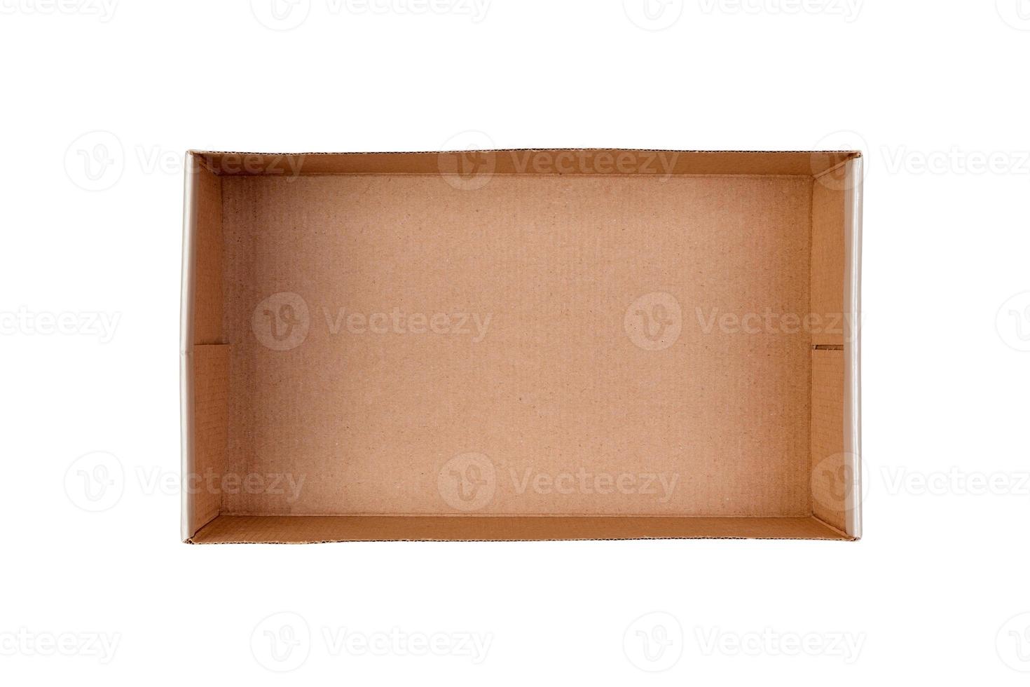 Empty Cardboard box isolated on white background top view photo