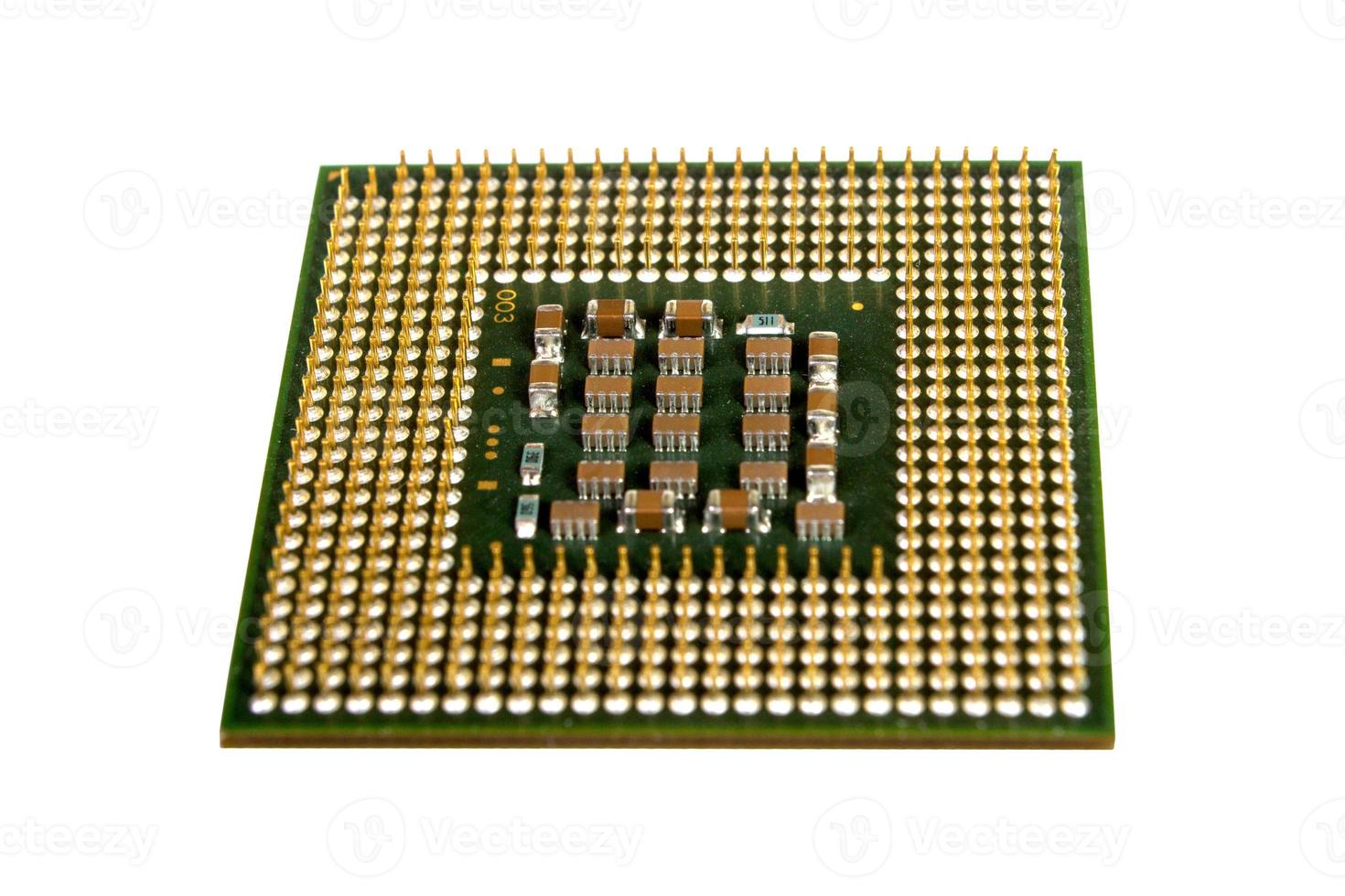 The micro elements of computer central processor unit, CPU contact pins photo