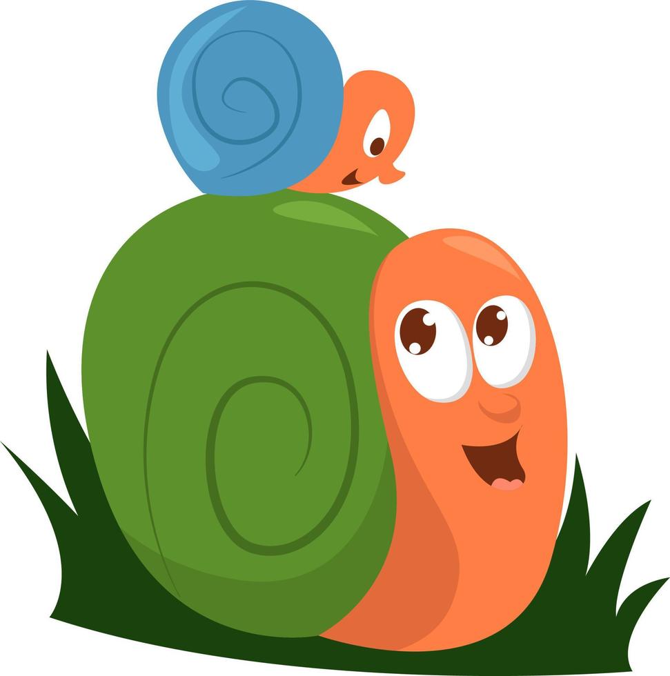 Cute little snails, illustration, vector on white background.