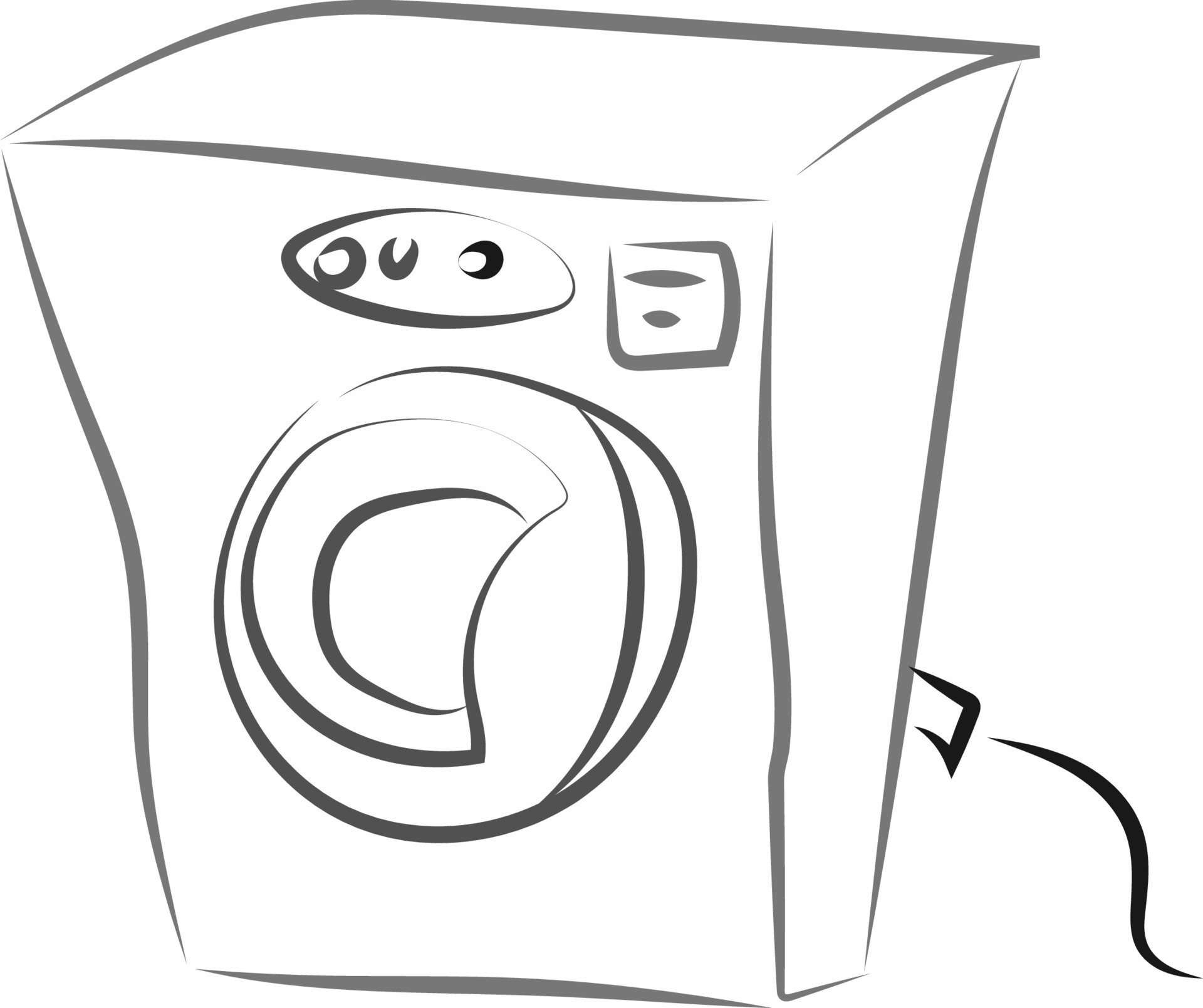 Washing machine drawing, illustration, vector on white background