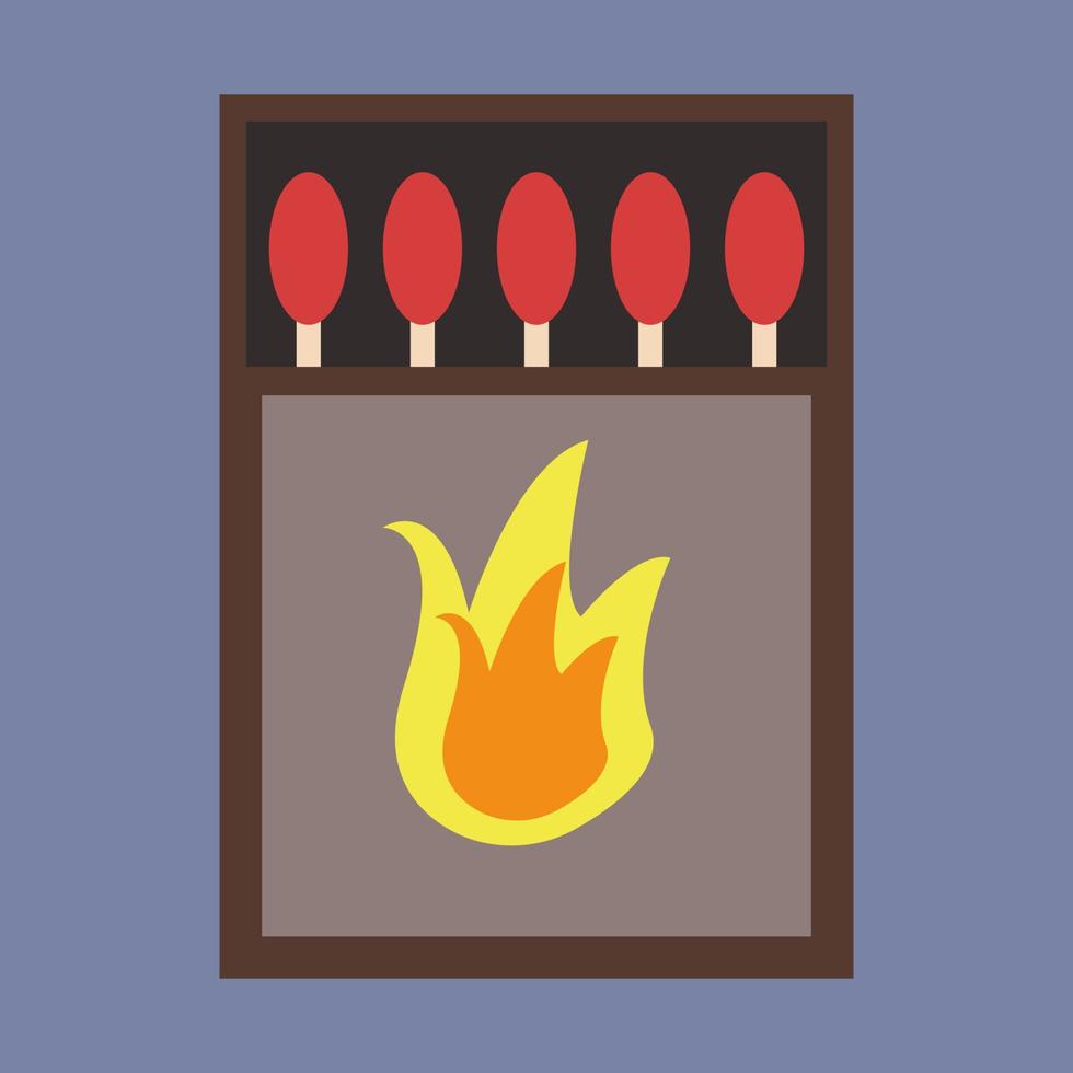 Box with matches, illustration, vector on white background.