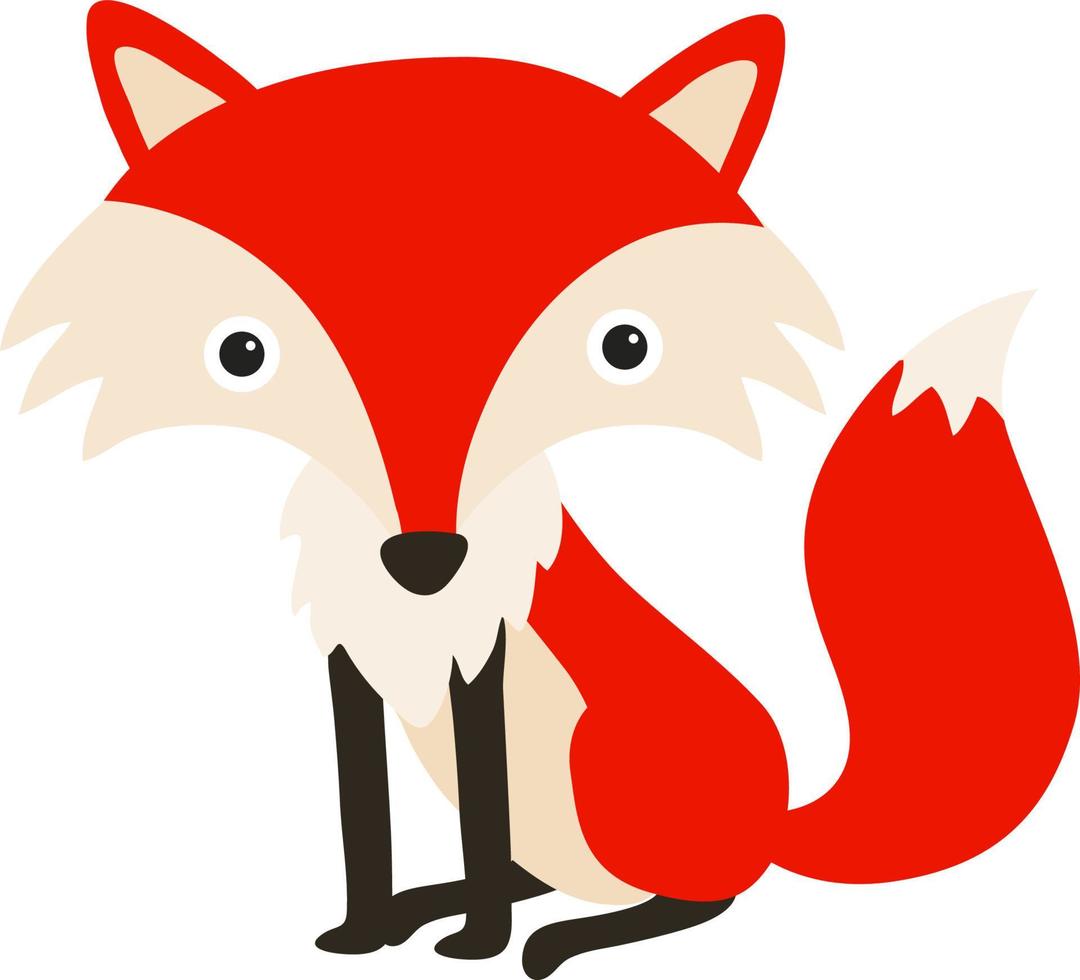 Red fox, illustration, vector on white background.