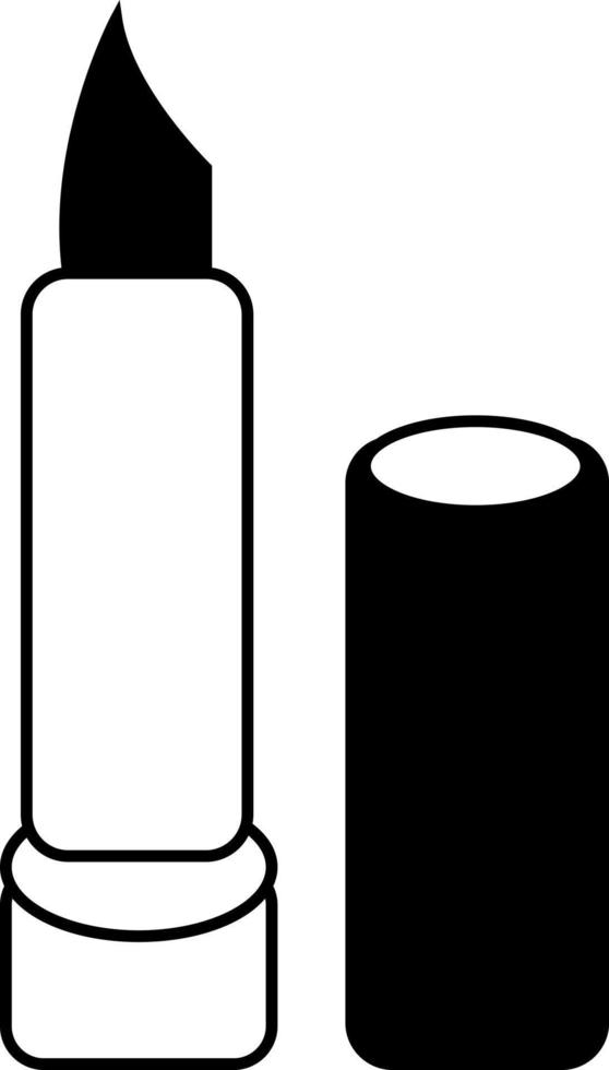 lápiz labial negro, icono de ilustración, vector sobre fondo blanco