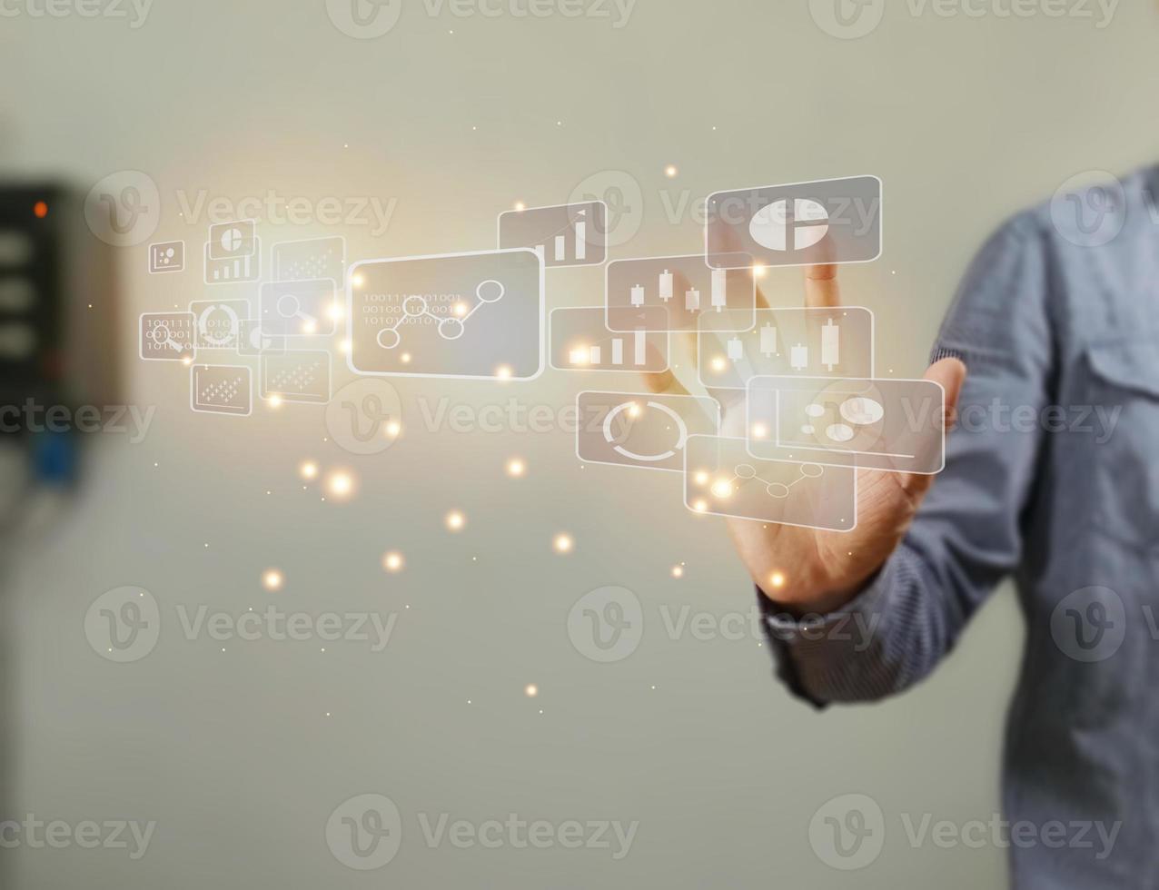 Digital transformation change management, internet of things. new technology bigdata and business process strategy, customer service management, cloud computing, smart industry.Aitechnology. photo