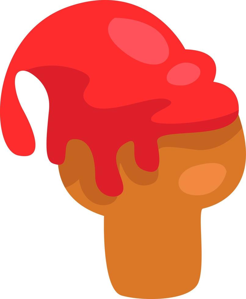 cupcake con glaseado rojo, ilustración, vector sobre fondo blanco.