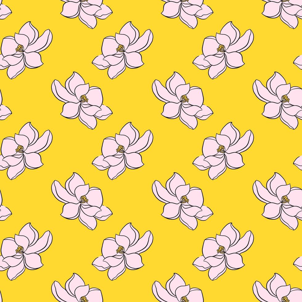 Magnolia flower pattern , illustration, vector on white background