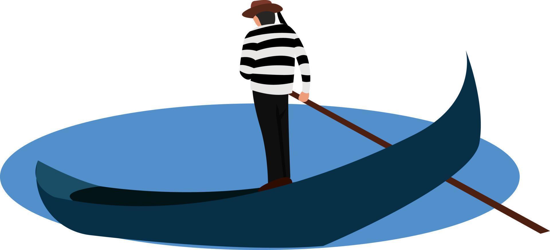 Man on gondola, illustration, vector on white background