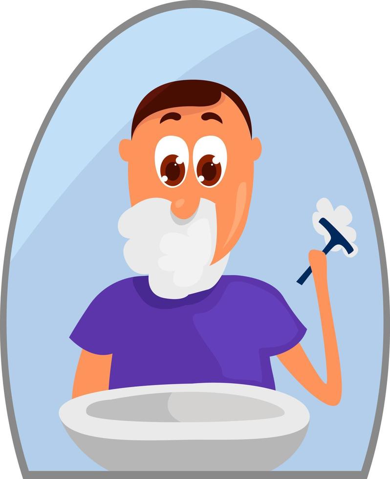 Man shaving, illustration, vector on white background