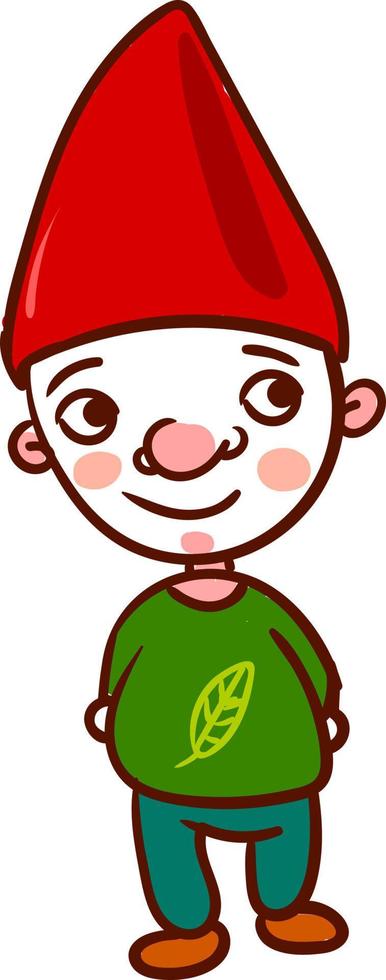 Happy gnome, illustration, vector on white background