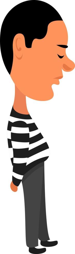 Man with striped shirt, illustration, vector on white background
