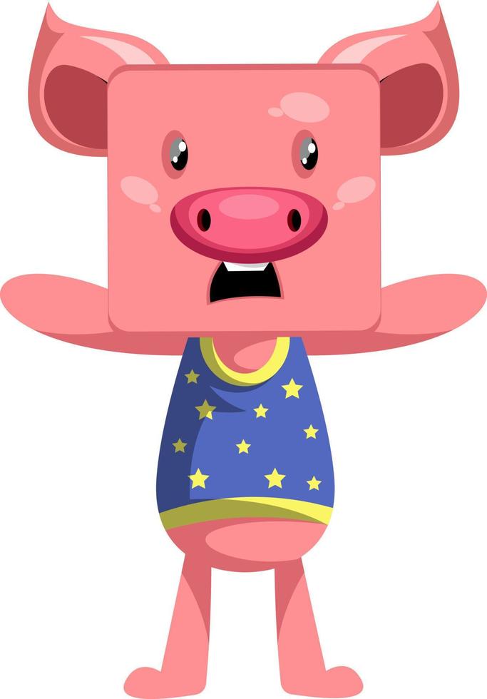 Confused piggy, illustration, vector on white background.