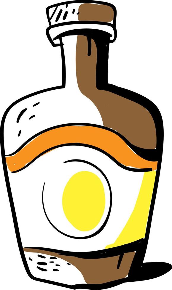 Dibujo de botella, ilustración, vector sobre fondo blanco.