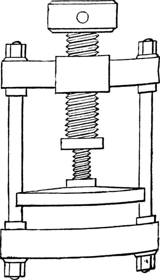 prensa de tornillo de hunter, ilustración vintage. vector