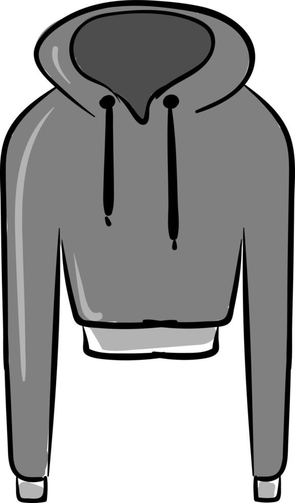 Gray hoodie, illustration, vector on white background.