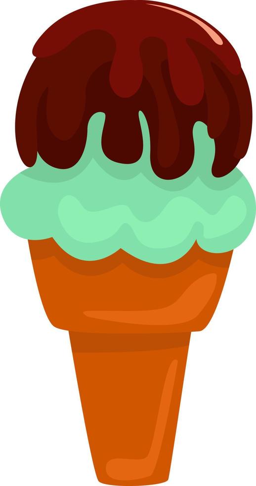 Green ice cream, illustration, vector on white background.