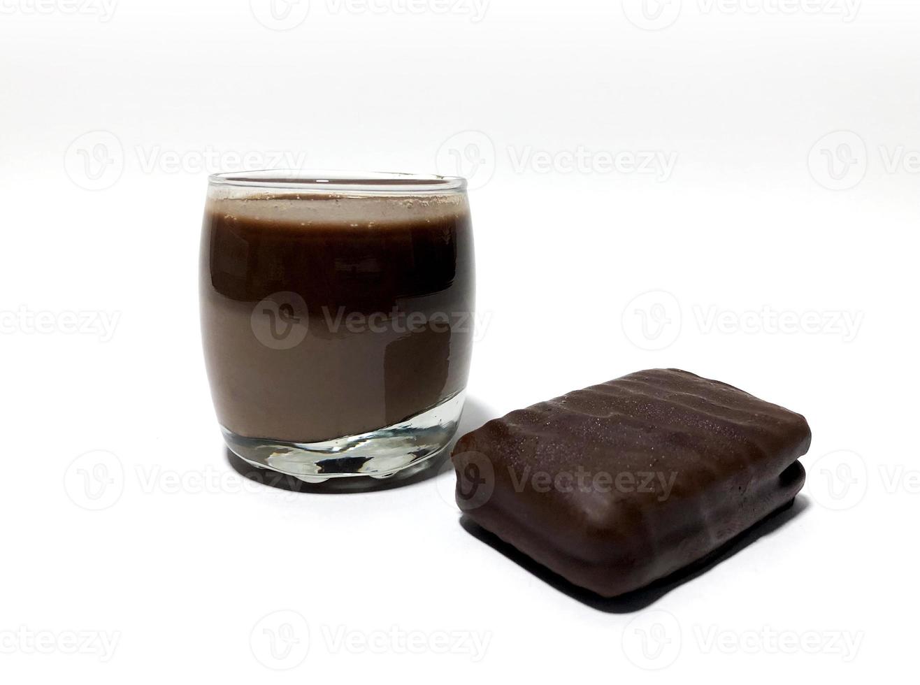 Chocolate flavored food on white background photo