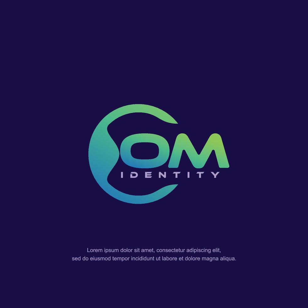 OM Initial letter circular line logo template vector with gradient color blend