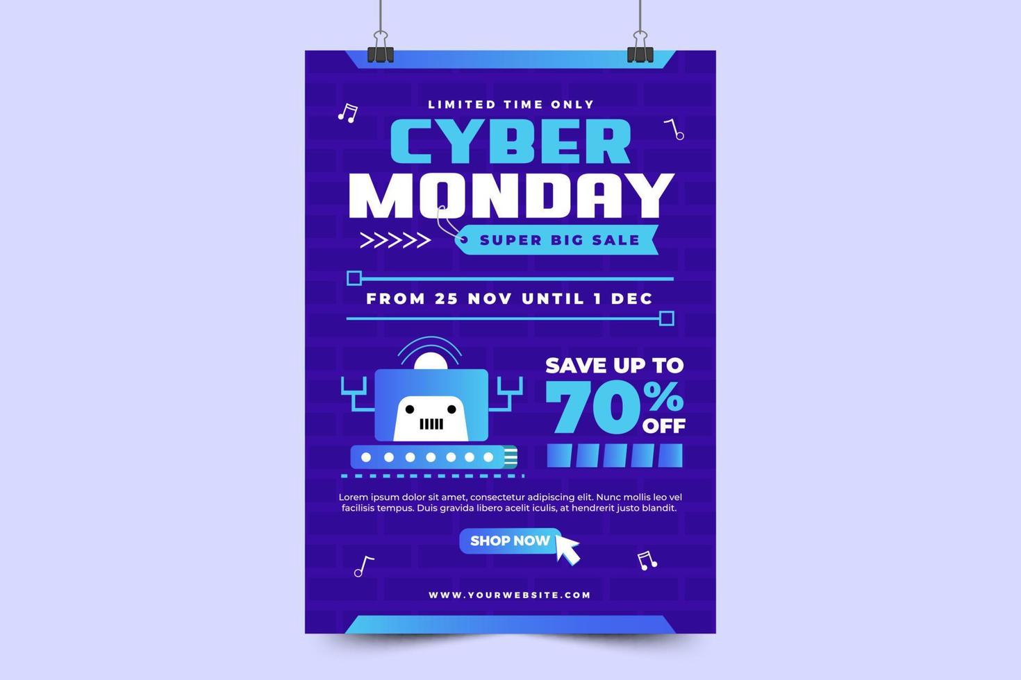 Cyber Monday poster or flyer design template vector