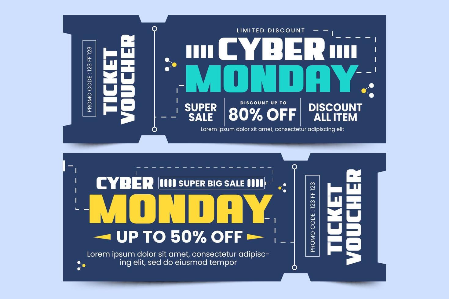 Cyber Monday voucher or ticket design template vector