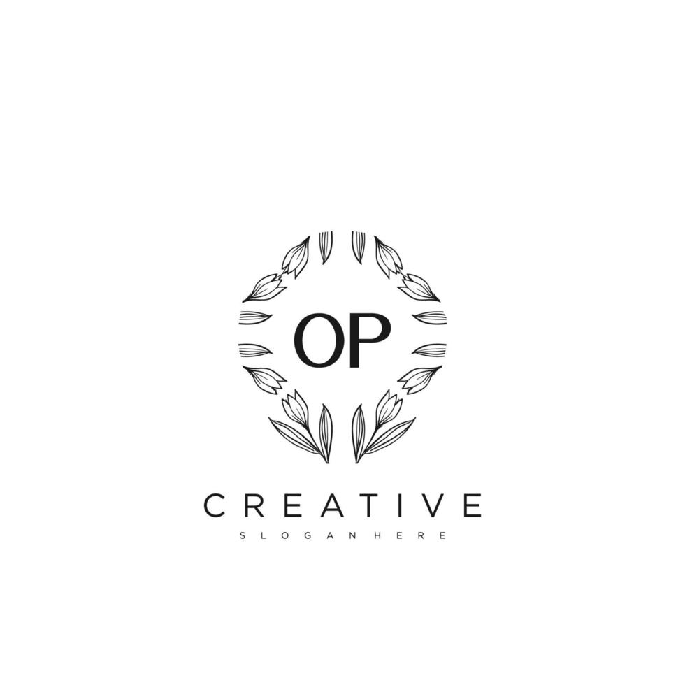 OP Initial Letter Flower Logo Template Vector premium vector art