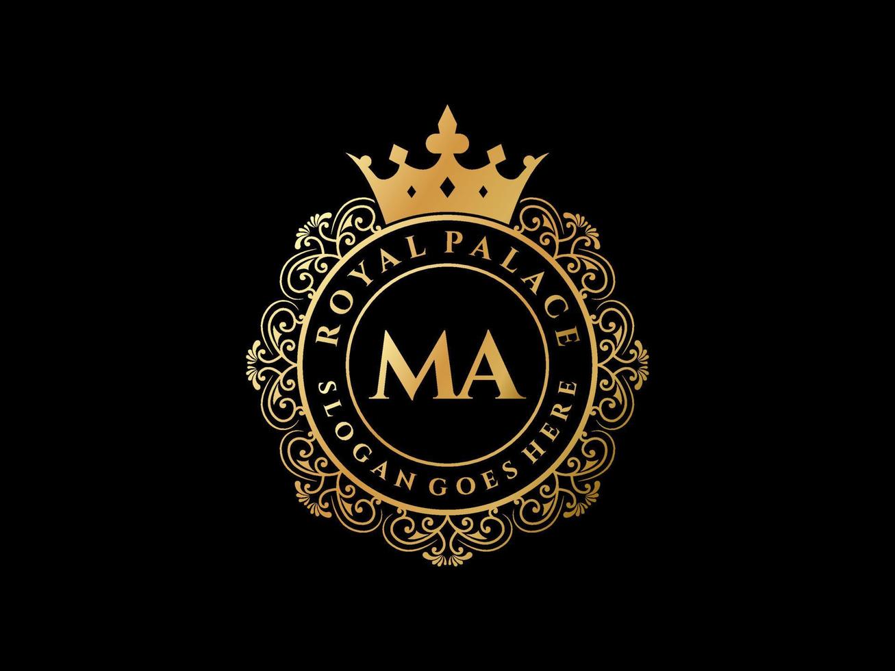 Letter MA Antique royal luxury victorian logo with ornamental frame. vector