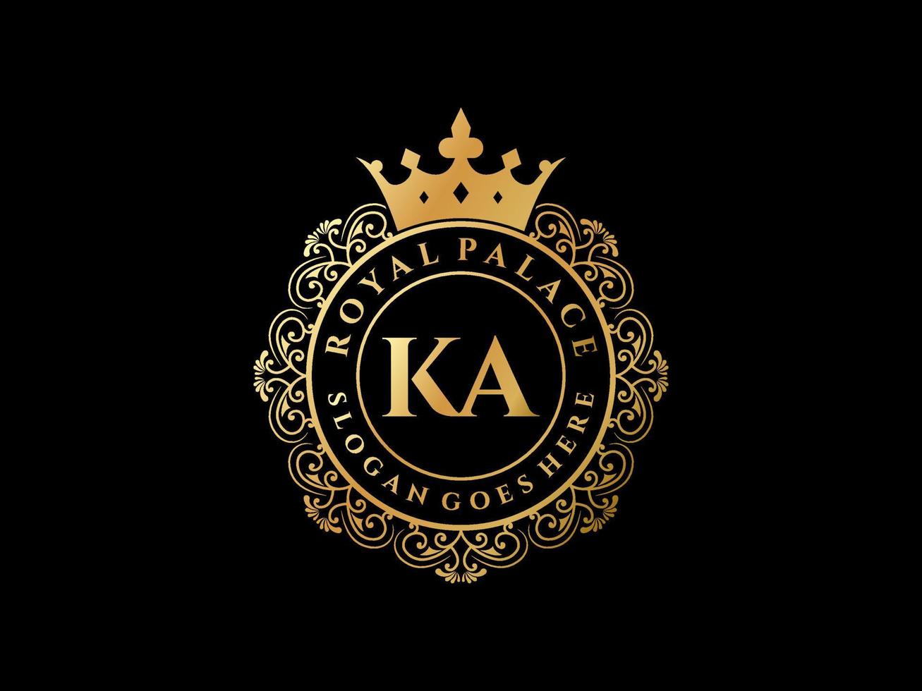 Letter KA Antique royal luxury victorian logo with ornamental frame. vector