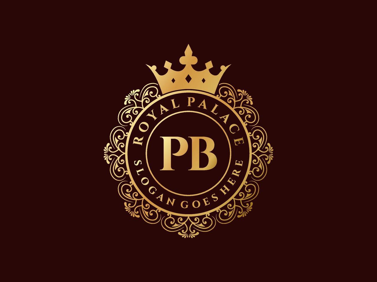 Letter PB Antique royal luxury victorian logo with ornamental frame. vector