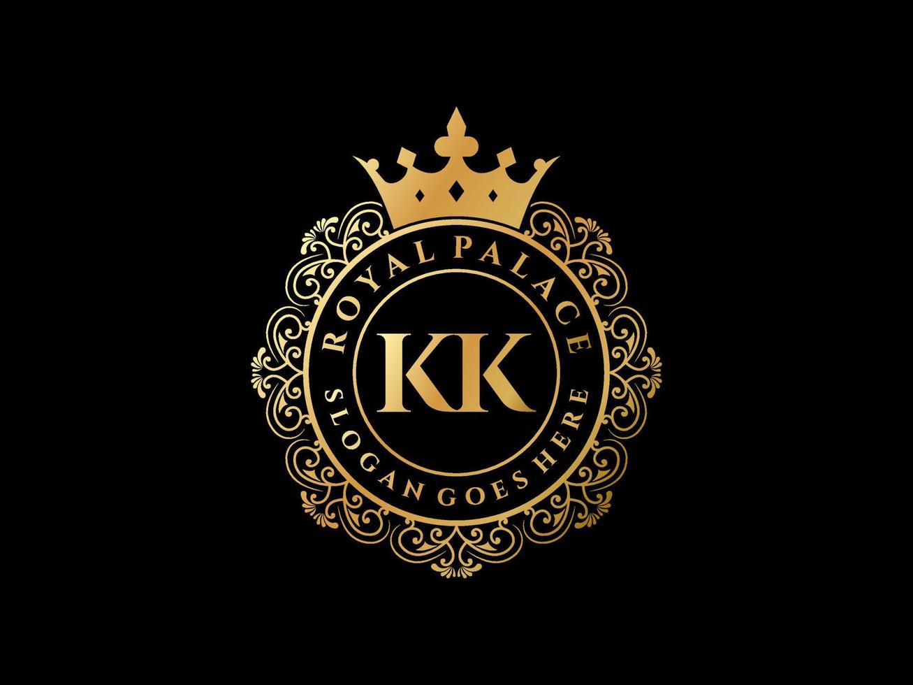 Letter KK Antique royal luxury victorian logo with ornamental frame. vector