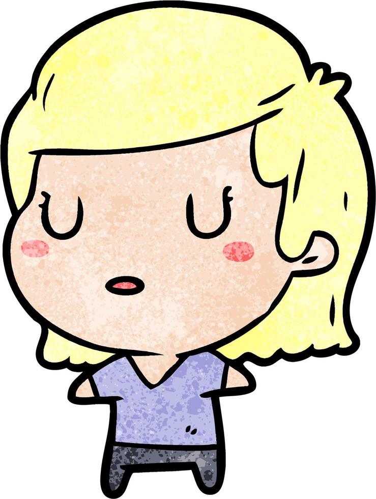 chica de dibujos animados de textura grunge retro vector