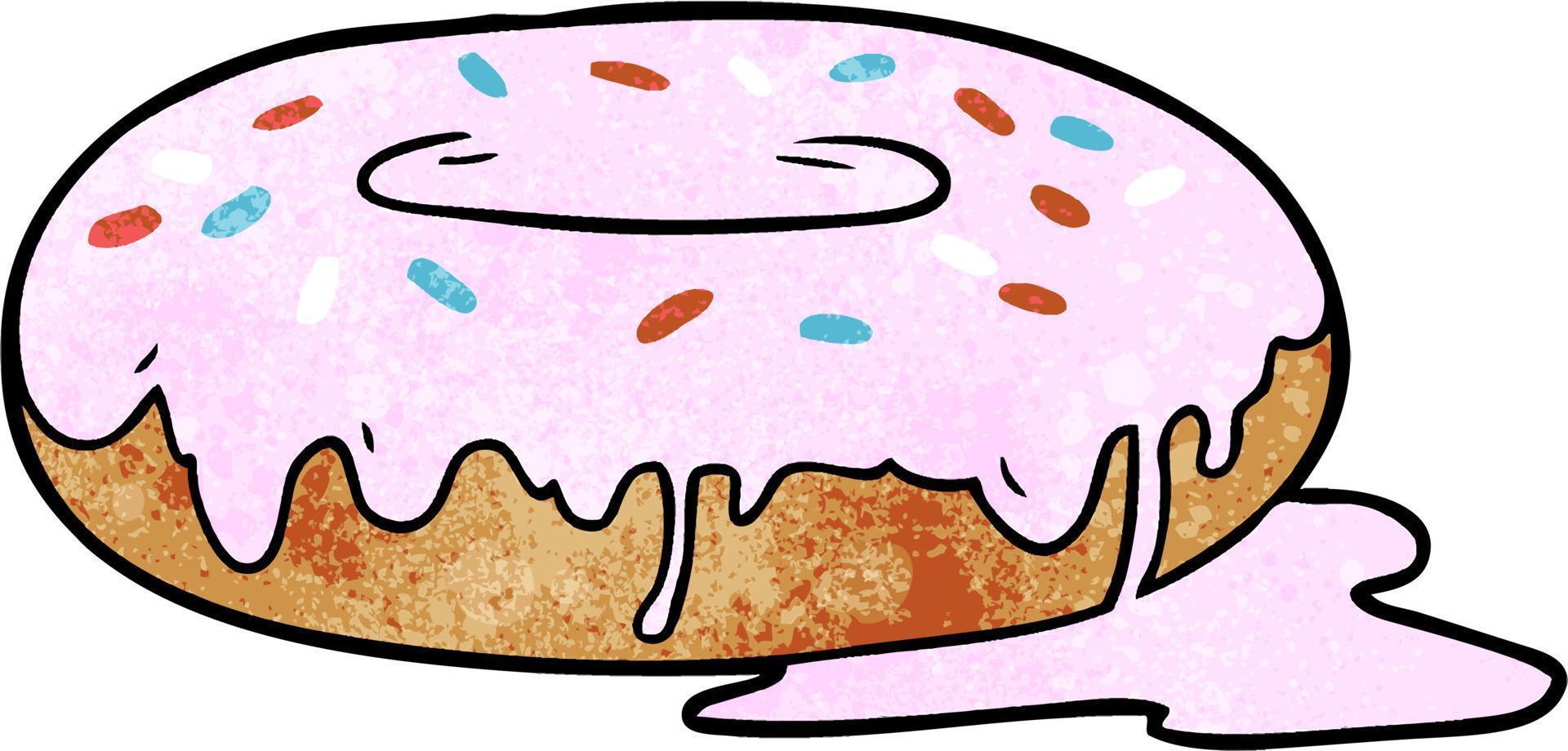 Retro grunge texture cartoon donut vector