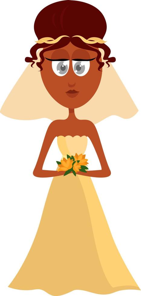 Novia de boda, ilustración, vector sobre fondo blanco.