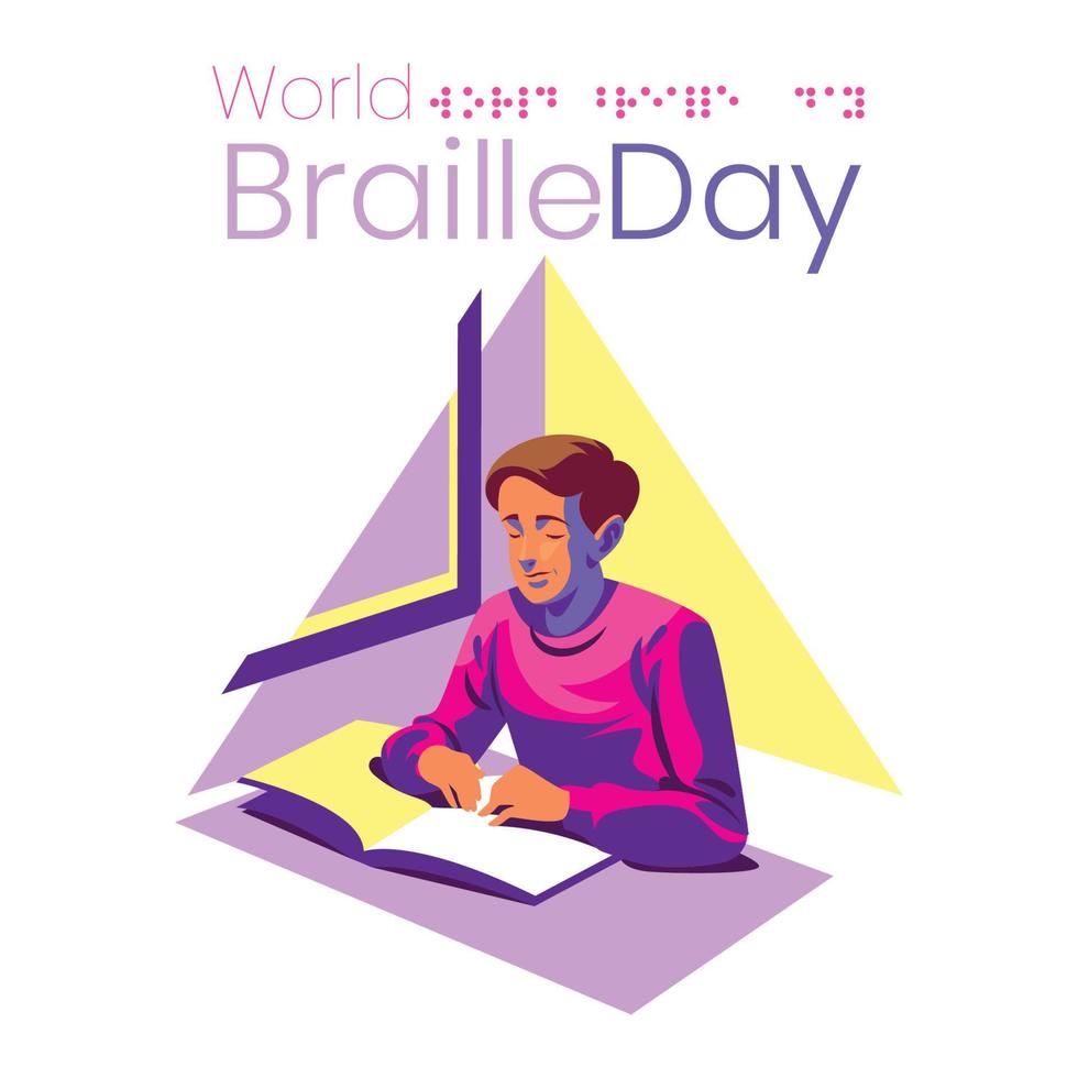 A Boy With His Braille Book vector