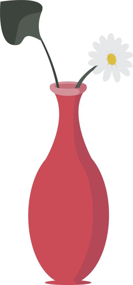 Flower vase, illustration, vector on white background.