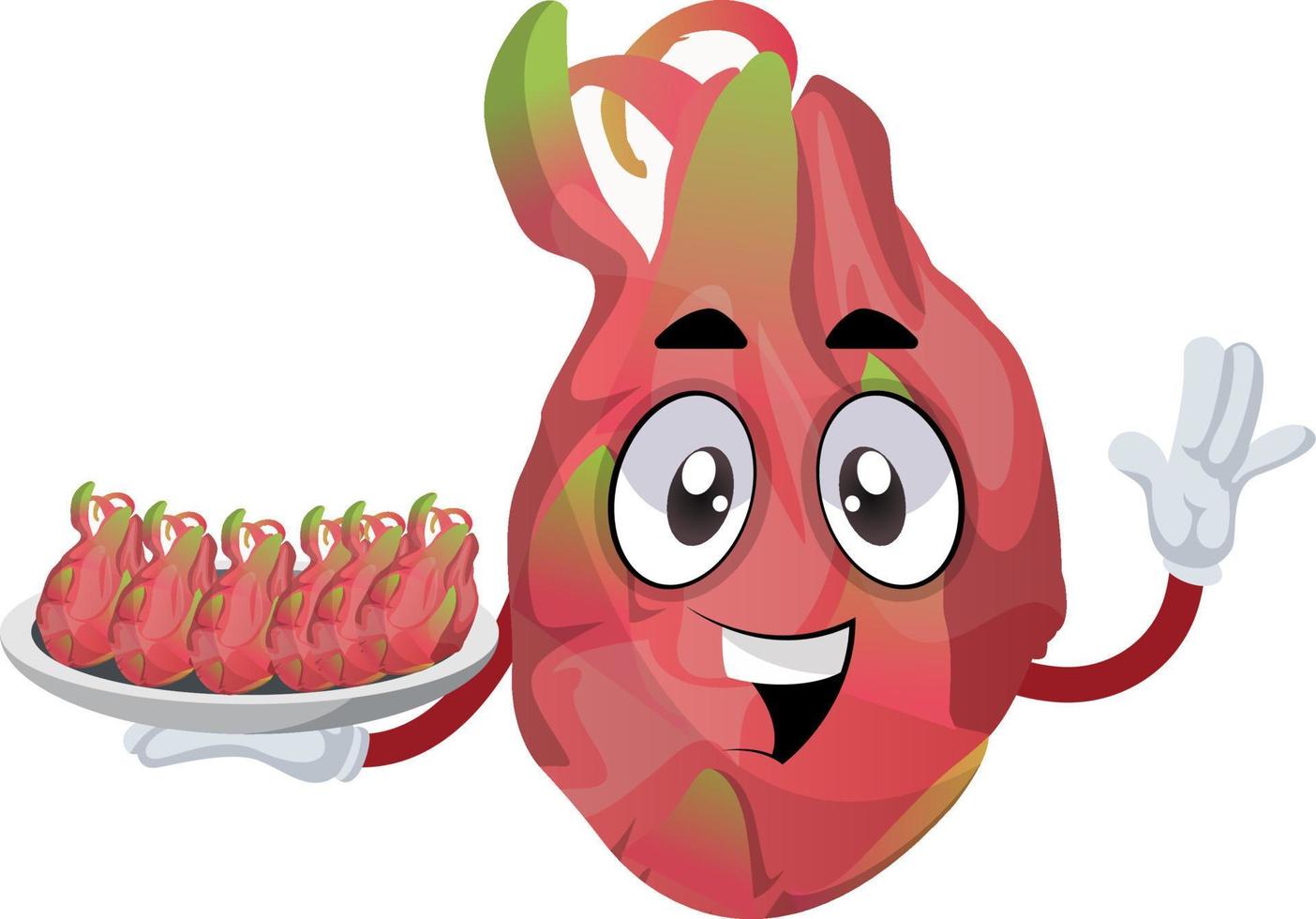 Dragon fruit holding dragon fruits, illustration, vector on white background.
