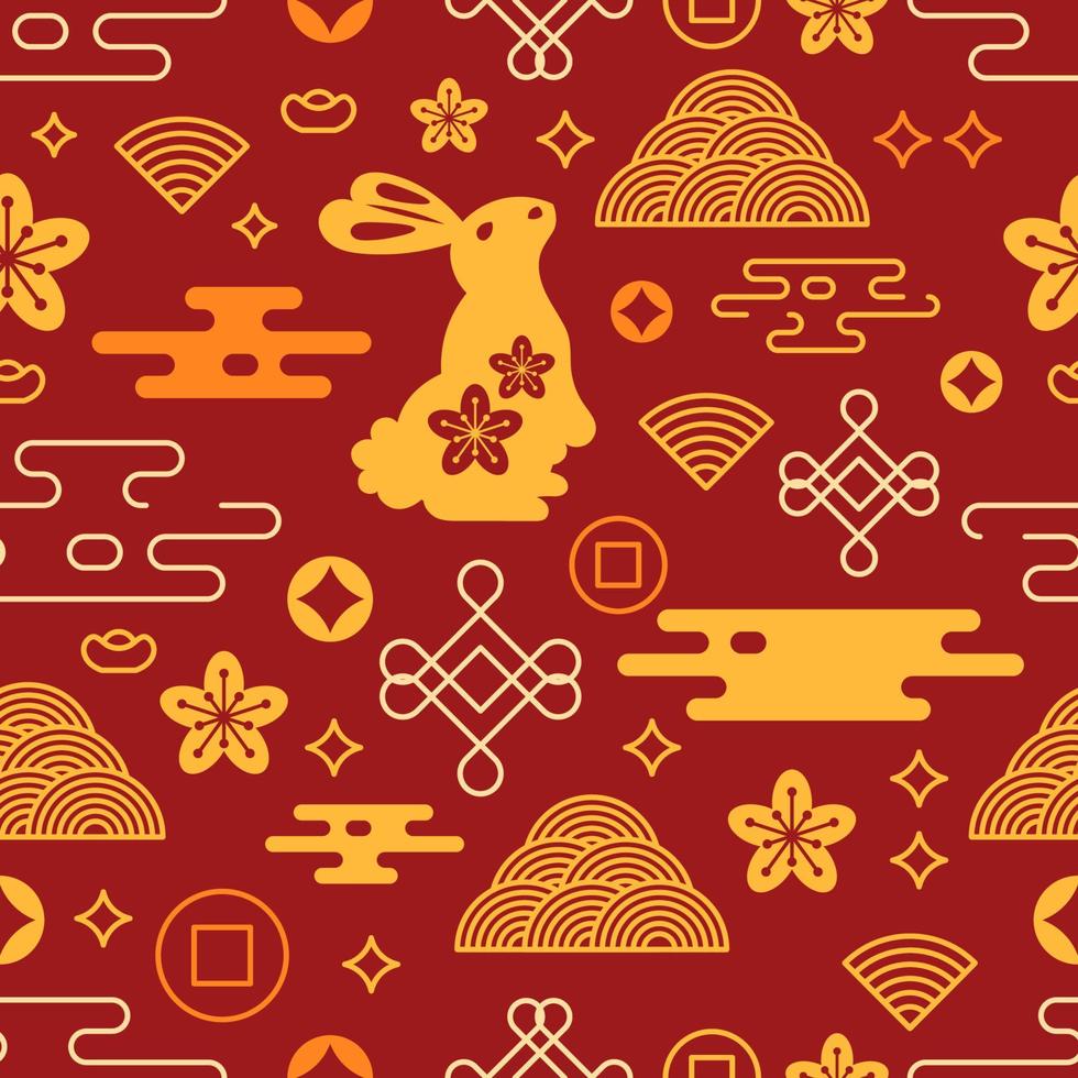 Chinese New Year Water And Rabbit Seamless Pattern vector