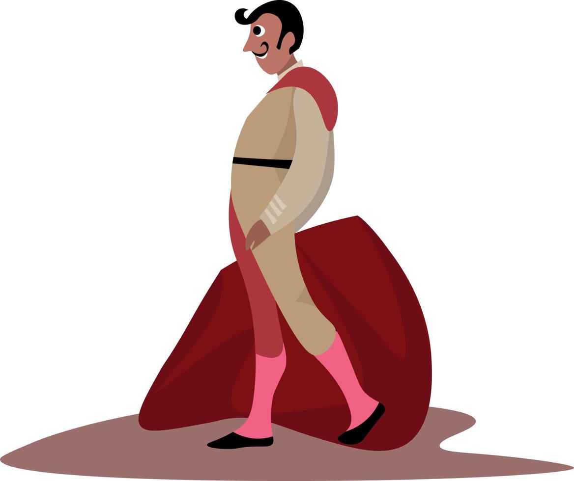 Torero hombre, ilustración, vector sobre fondo blanco.