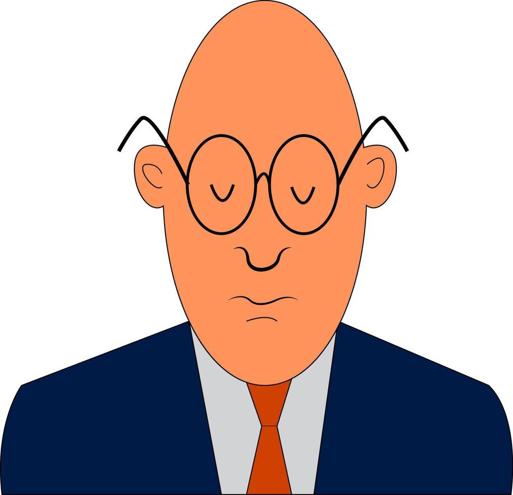 A man with orange tie, vector or color illustration.