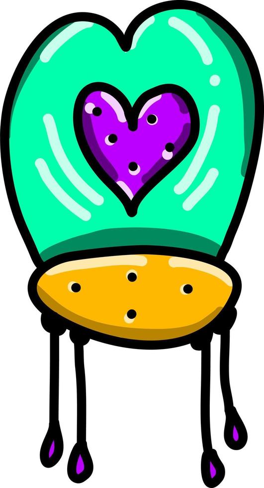 Chair with a purple heart, illustration, vector on white background