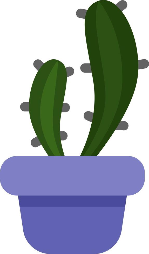 Beaver tail cactus in a purple pot, icon illustration, vector on white background