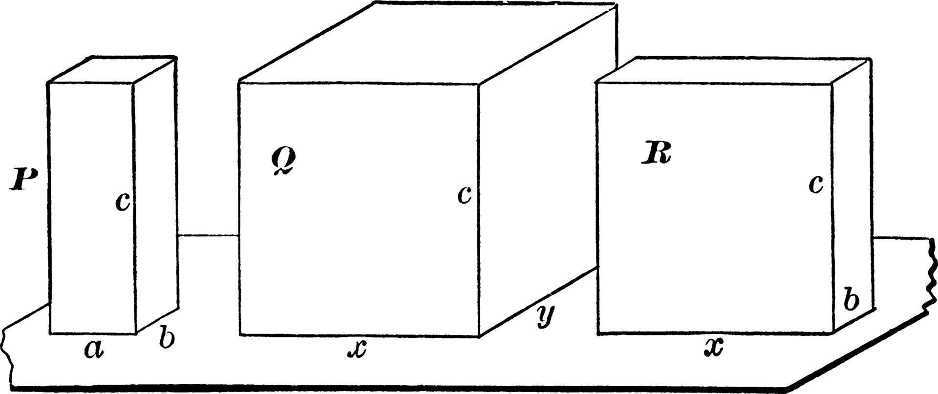 Three Parallelepiped, vintage illustration. vector
