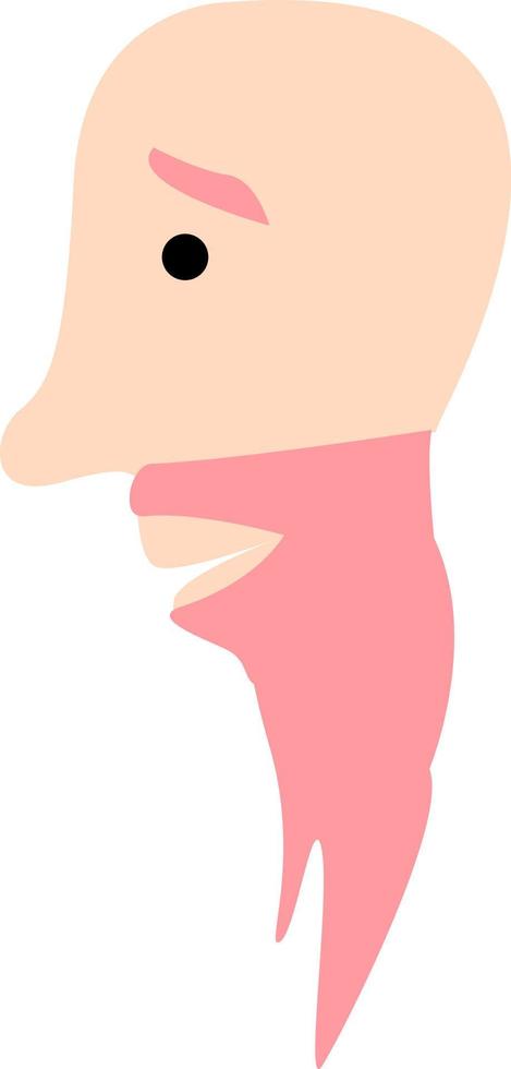 Bald man with pink beard, illustration, vector, on a white background. vector