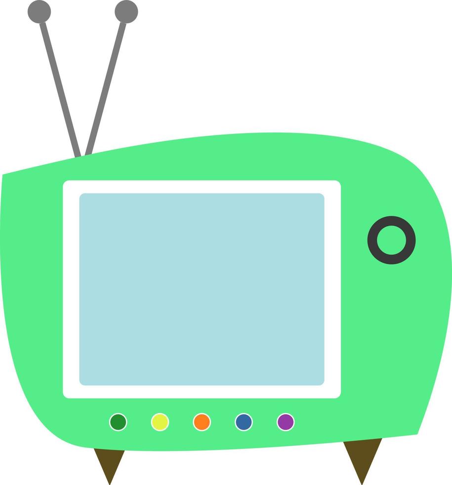Green TV, illustration, vector on white background.