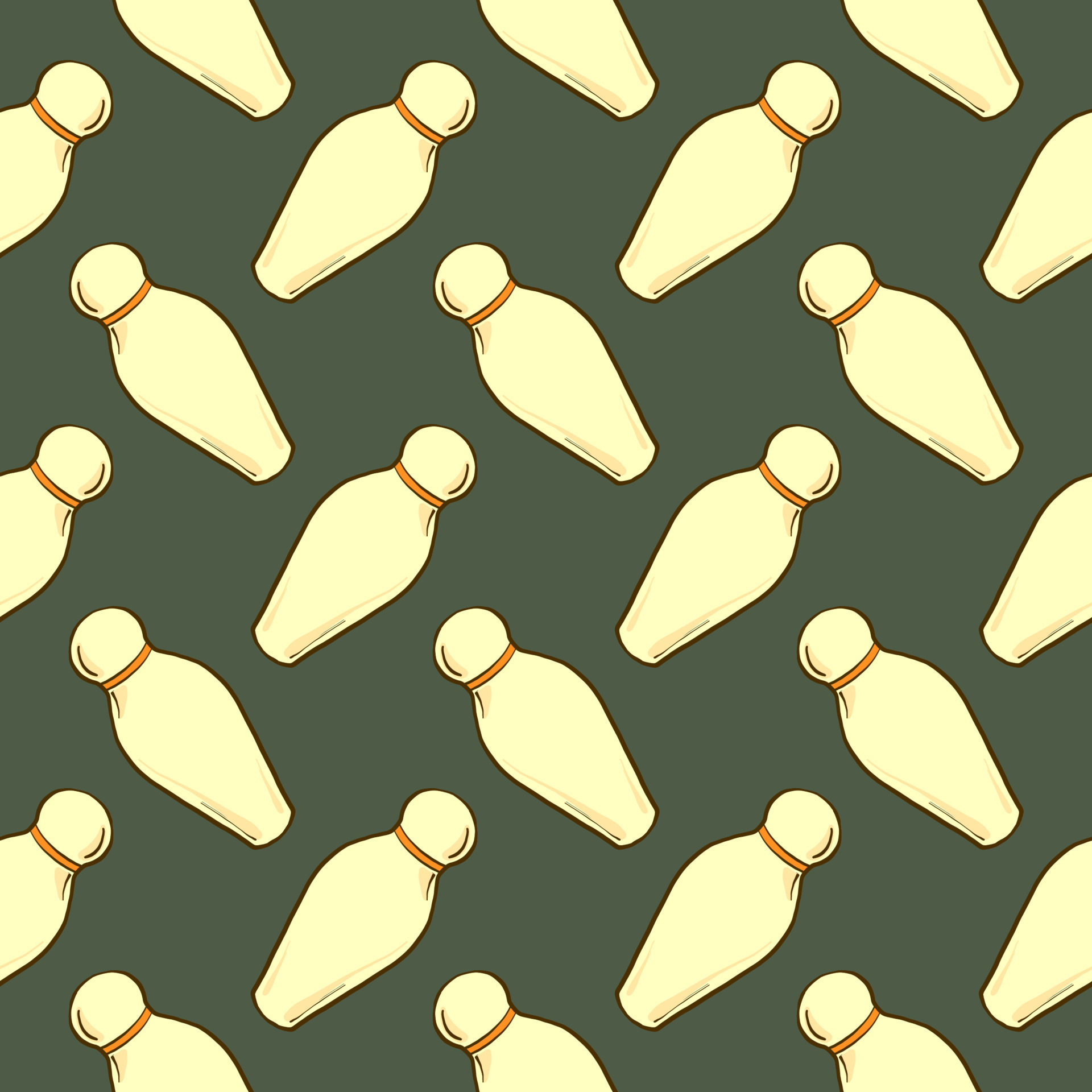 Bowling pins , seamless pattern on a dark green background. 13853386 ...