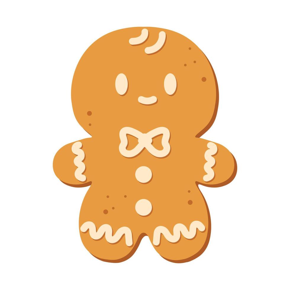 hombre de pan de jengibre aislado sobre fondo blanco. galleta de jengibre de navidad. comida de vacaciones de invierno. feliz año nuevo. feliz navidad vacaciones. ilustración vectorial vector