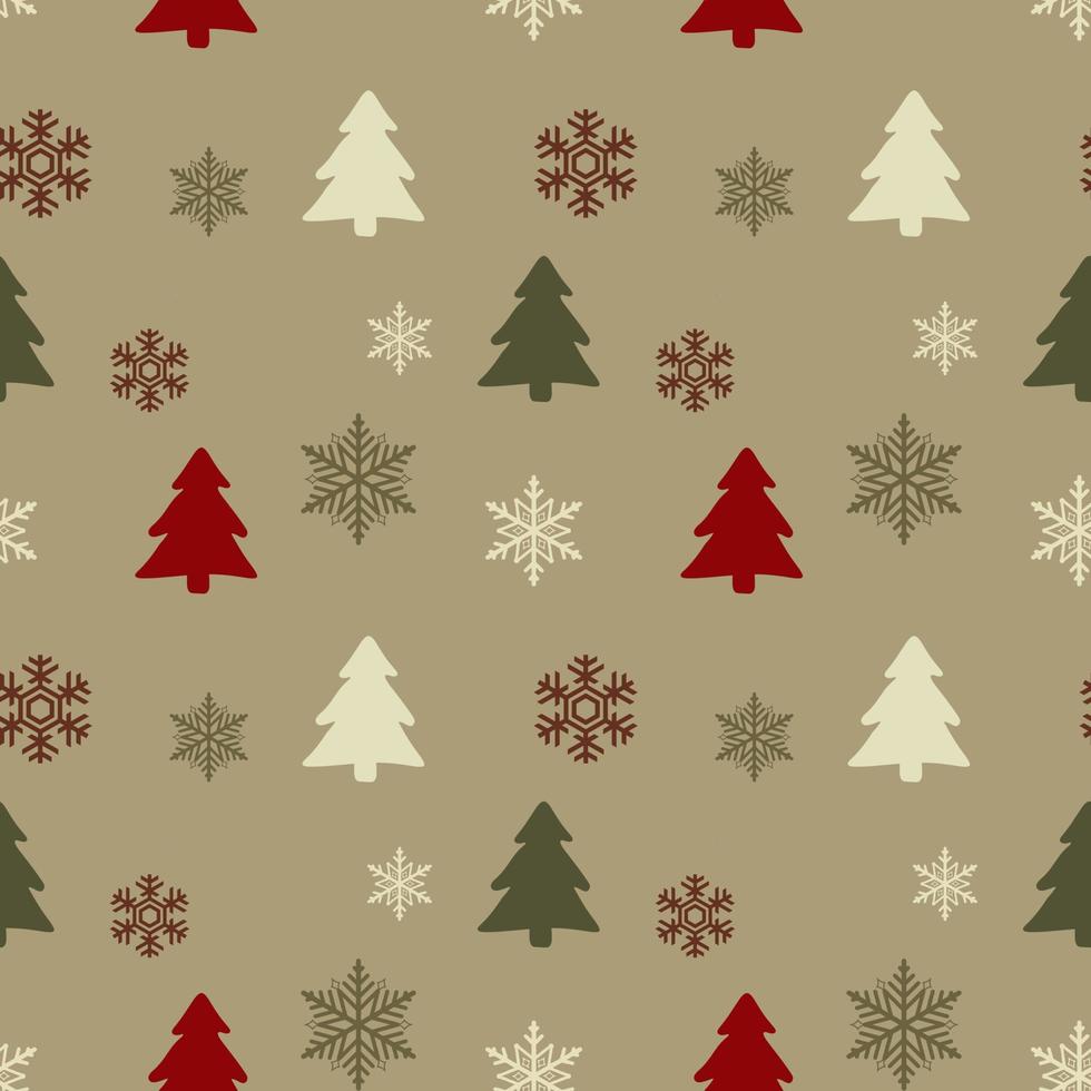 Seamless christmas pattern. Background with  snowflakes and christmas trees. Perfect for wrapping paper, greeting cards, textile print. vector