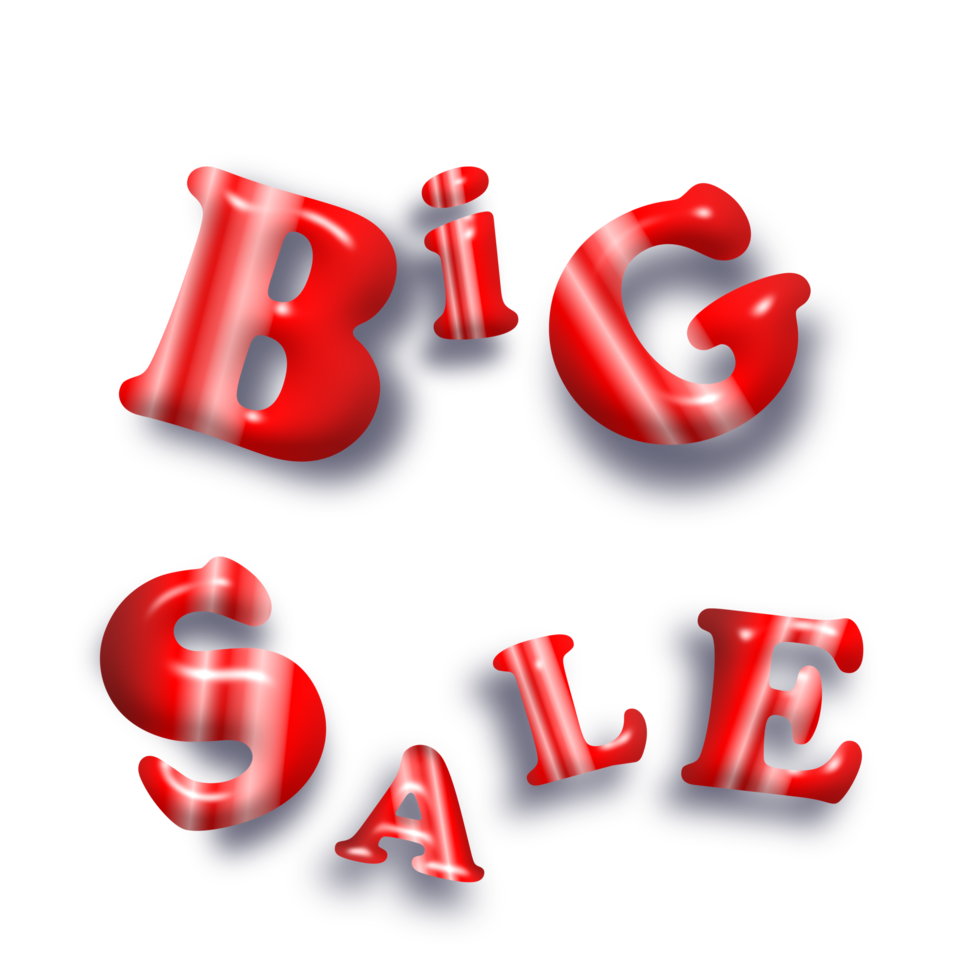 3d rendering Word Big Sale  isolated on  Transparent background png