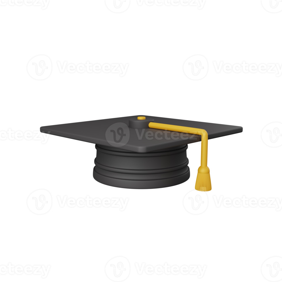 3d rendering graduation hat isolated useful for education, learning, knowledge, school and class png